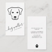 白黒犬ラインアートモダンドッグウォーカー 名刺 (正面/裏面)
