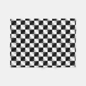 白黒犬市松模様に足 フリースブランケット (正面(横))