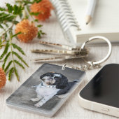 白黒犬 キーホルダー (正面右)