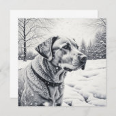 白黒犬AI冬のシーンをスケッチ (正面/裏面)