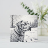 白黒犬AI冬のシーンをスケッチ (スタンド正面)