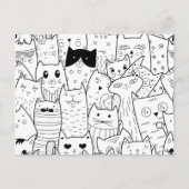 白黒猫おもしろいたち ポストカード (正面)