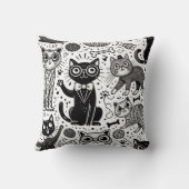 白黒猫おもしろい柄の枕 クッション (裏面)