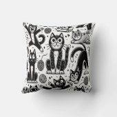 白黒猫おもしろい柄の飾り柱 クッション (裏面)