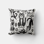 白黒猫おもしろい柄の飾り柱 クッション (正面)