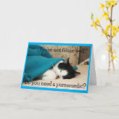 白黒猫からの願いが叶う カード (黄色い花)