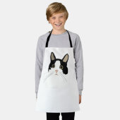 白黒猫かわいい動物の子ども エプロン (着用した状態)