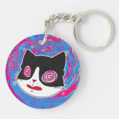 白黒猫と文字おもしろい キーホルダー (裏面)