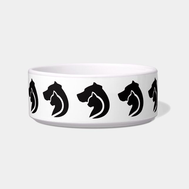 白黒猫と犬 ボウル (正面)