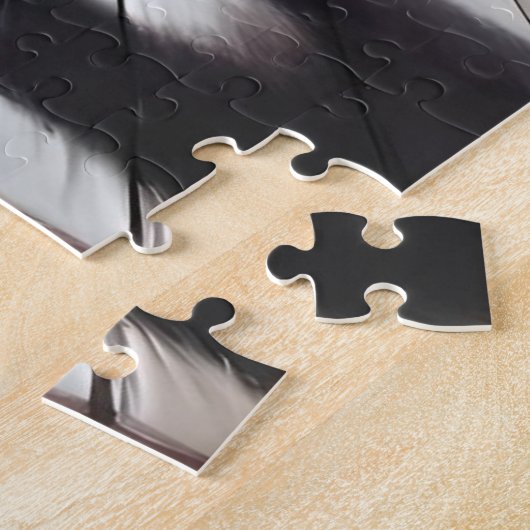 白黒猫と花の美しさ ジグソーパズル (側面)