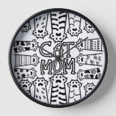 白黒猫のお母さん 壁時計 (正面)