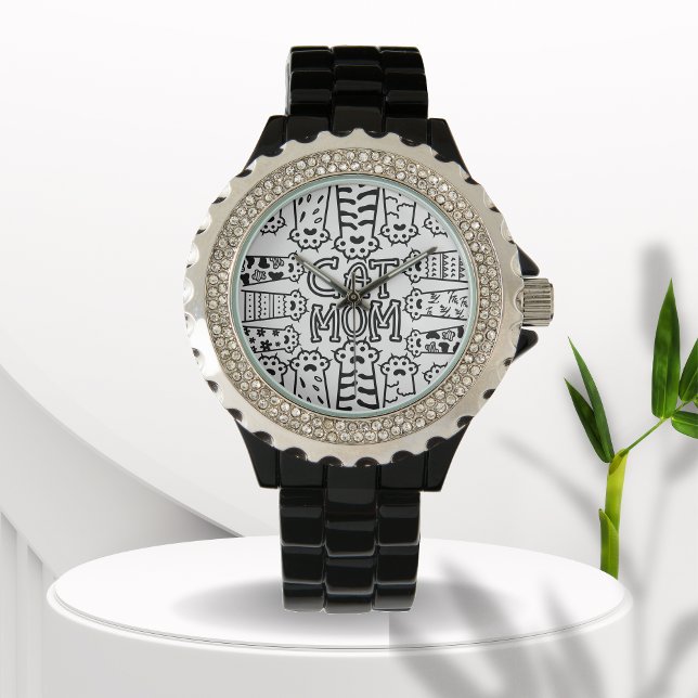 白黒猫のお母さん 腕時計 (クリエイターアップロード済み)