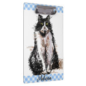 白黒猫のかわいい絵を描くタキシード猫 クリップボード (右)