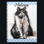 白黒猫のかわいい絵を描くタキシード猫 ノートブック<br><div class="desc">タキシード猫キュートな白黒の猫ノート。猫をモチーフにしたオリジナルのドローイングは、猫好きにはぜひ!</div>