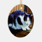 白黒猫のオーナメント セラミックオーナメント (右)