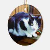 白黒猫のオーナメント セラミックオーナメント (左)