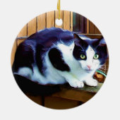 白黒猫のオーナメント セラミックオーナメント (裏面)