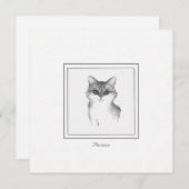 白黒猫のスケッチ猫 ノートカード (正面/裏面)