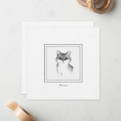 白黒猫のスケッチ猫 ノートカード (正面/裏面インサイチュ)
