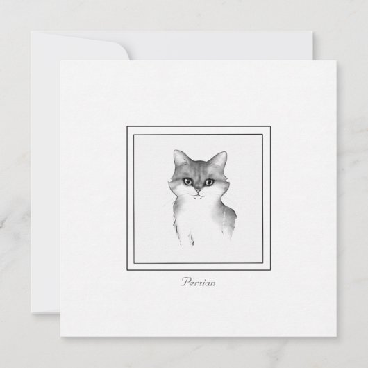 白黒猫のスケッチ猫 ノートカード (正面)