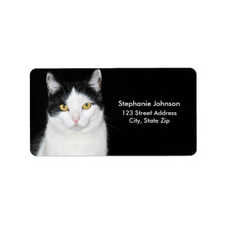 白黒猫のポートレート ラベル