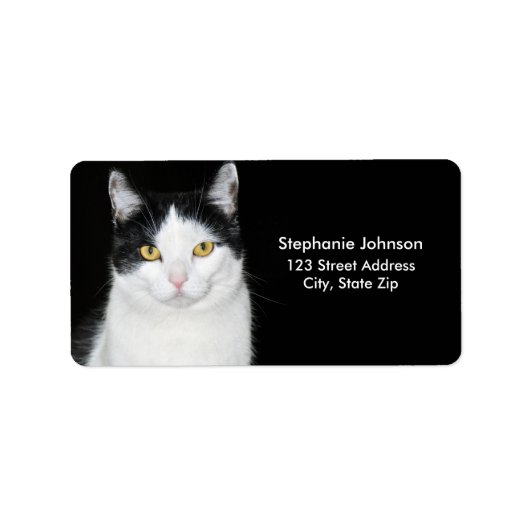 白黒猫のポートレート ラベル (正面)