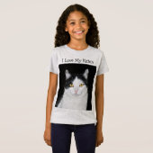 白黒猫のポートレート Tシャツ (正面フル)