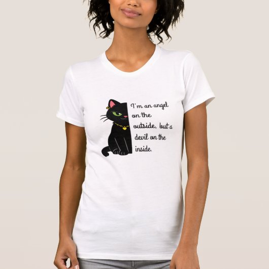 白黒猫のレディースTシャツ Tシャツ (正面)