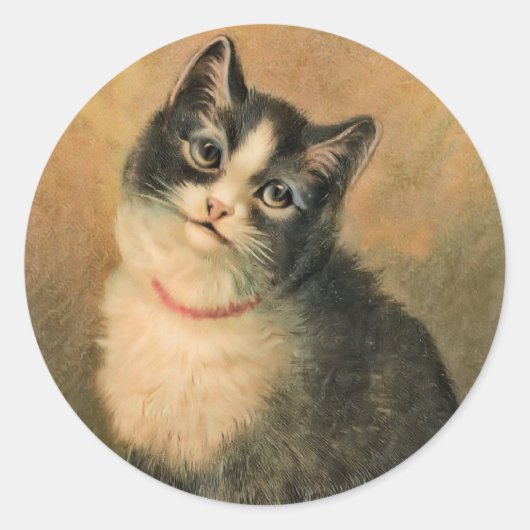 白黒猫の丸シール ラウンドシール (正面)