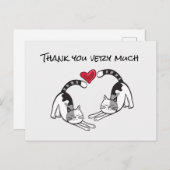 白黒猫の愛ありがとうありがとう ポストカード (正面/裏面)