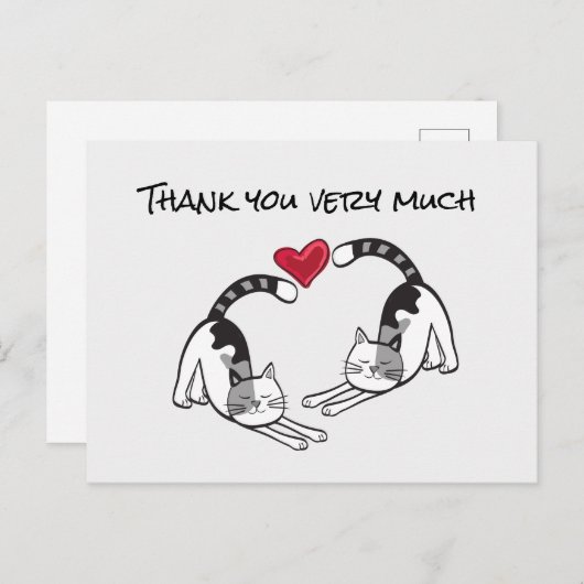 白黒猫の愛ありがとうありがとう ポストカード (正面/裏面)