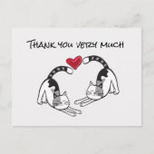 白黒猫の愛ありがとうありがとう ポストカード (正面)