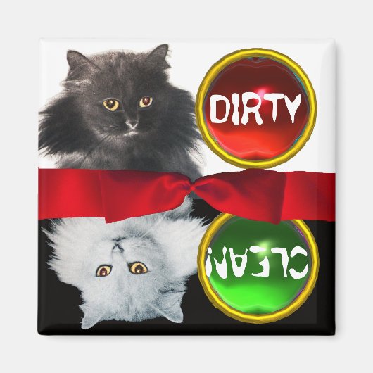 白黒猫の汚れがきれい マグネット (正面)