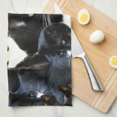 白黒猫の狂気 キッチンタオル (四つ折り)