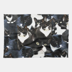 白黒猫の狂気 キッチンタオル