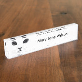 白黒猫の顔 デスクネームプレート (側面)