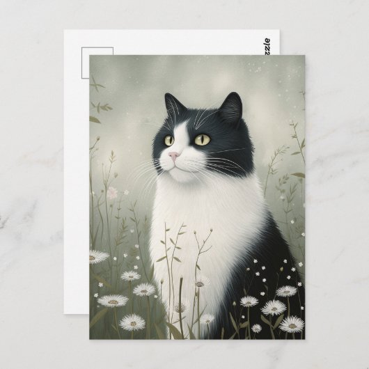 白黒猫はがき ポストカード (正面/裏面)