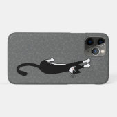 白黒猫ぶら下がったの乗り おもしろい| Tuxedo Cat Case-Mate iPhoneケース (裏面(横))