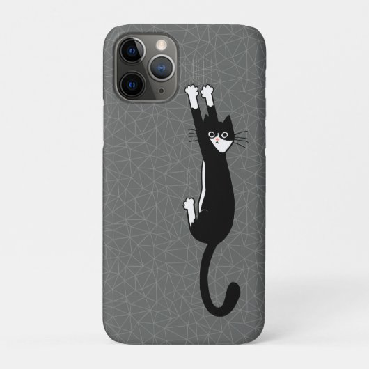 白黒猫ぶら下がったの乗り おもしろい| Tuxedo Cat Case-Mate iPhoneケース (裏)
