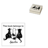 白黒猫イラストレーションこの本は ラバースタンプ (押印)