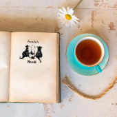 白黒猫イラストレーションこの本は ラバースタンプ