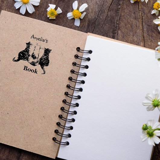 白黒猫イラストレーションこの本は ラバースタンプ