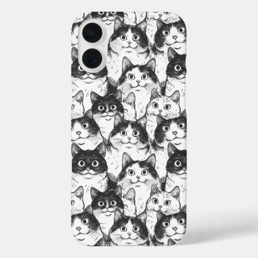 白黒猫イラストレーション Case-Mate iPhoneケース (裏面)