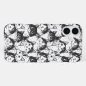 白黒猫イラストレーション iPhoneケース (裏面横)