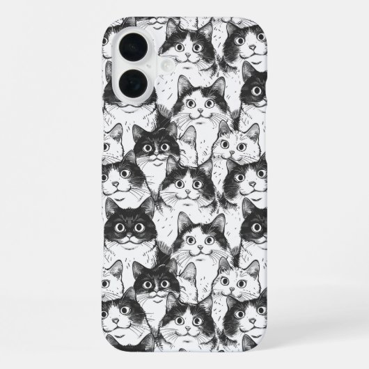 白黒猫イラストレーション iPhoneケース (裏面)