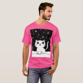 白黒猫イラストレーション Tシャツ (正面フル)