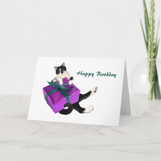 白黒猫ギフト誕生日カード カード (正面)