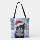 白黒猫クリスマス トートバッグ (裏面)