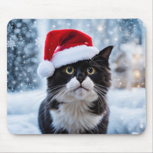 白黒猫クリスマス マウスパッド