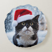 白黒猫クリスマス ラウンドクッション (裏面)